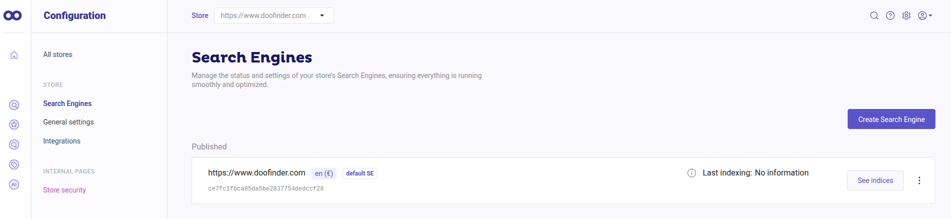 Click Create Search Engine button on the right-side of the Search Engines panel