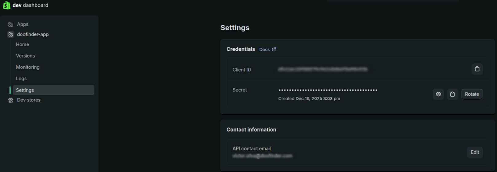 Create store first step, URL, platform and industry