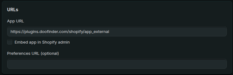 Create store first step, URL, platform and industry