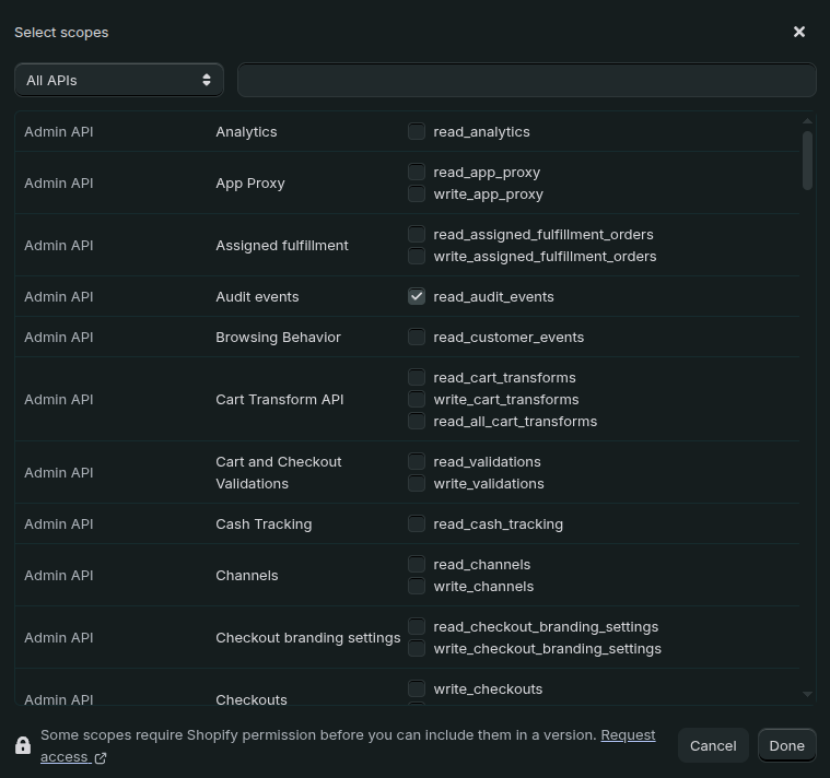 Create store first step, URL, platform and industry