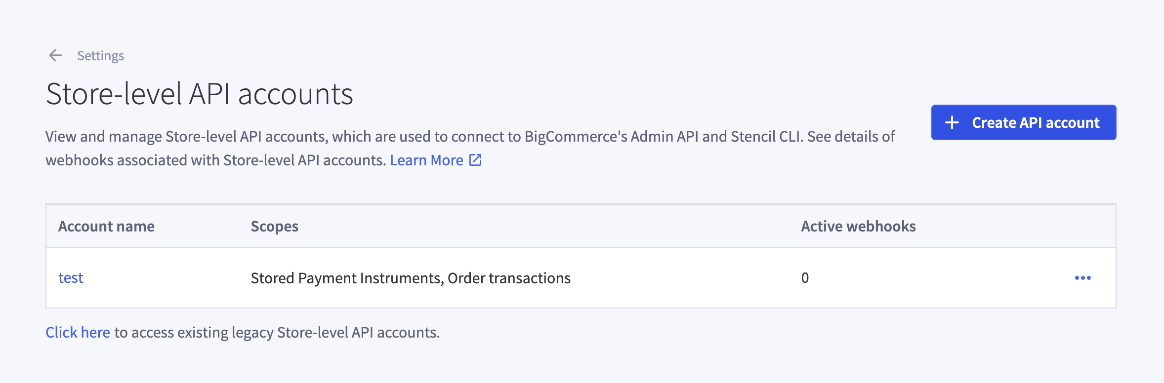 Create an API account through BigCommerce