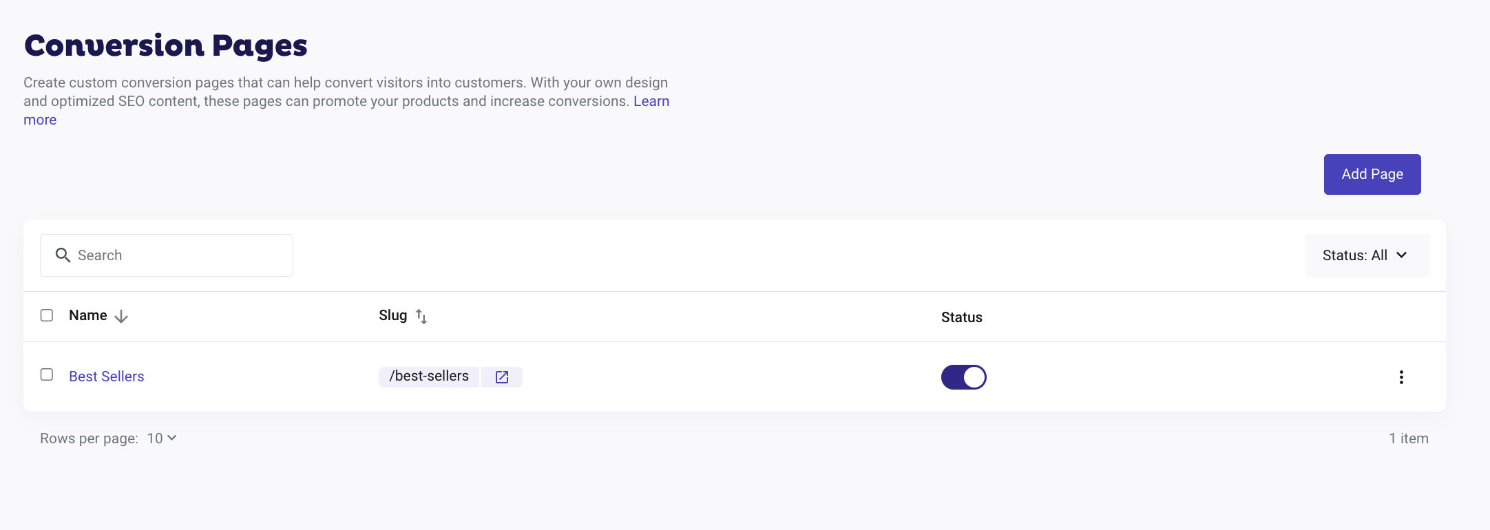 
Conversion Page shortcut