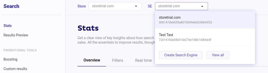 Create a Search Engine from the dropdown menu