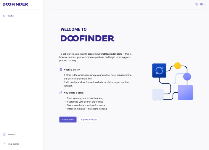 Create Store from the Home Page
