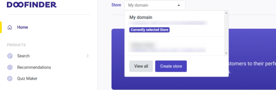 Create Store from the Store dropdown menu