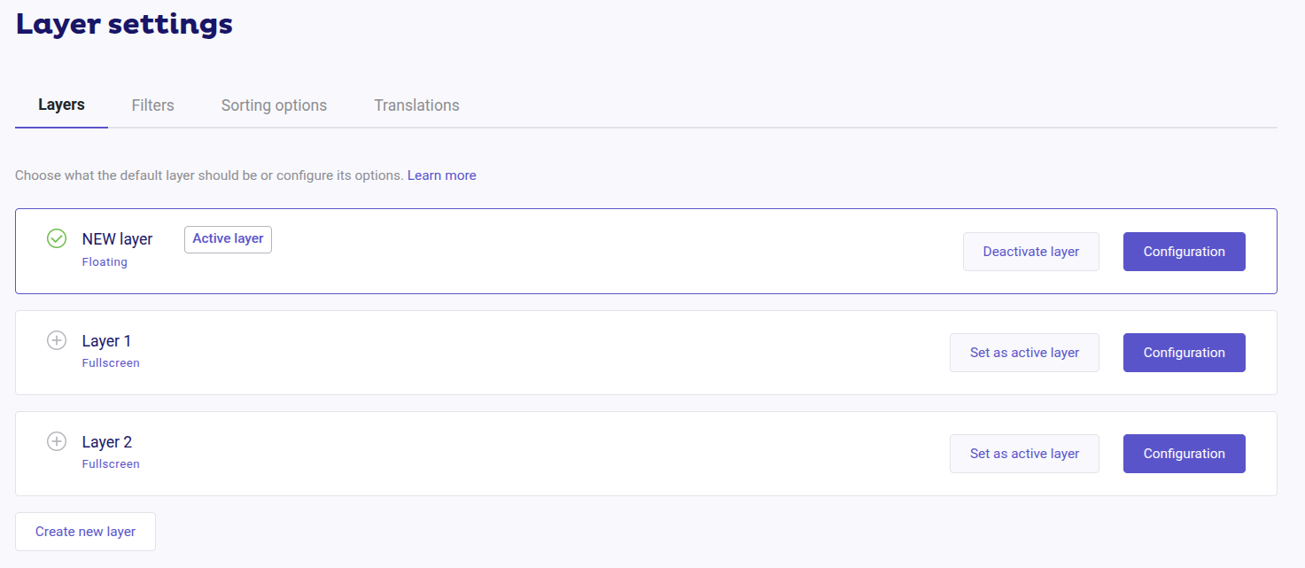 choose a layer and activate it in your store