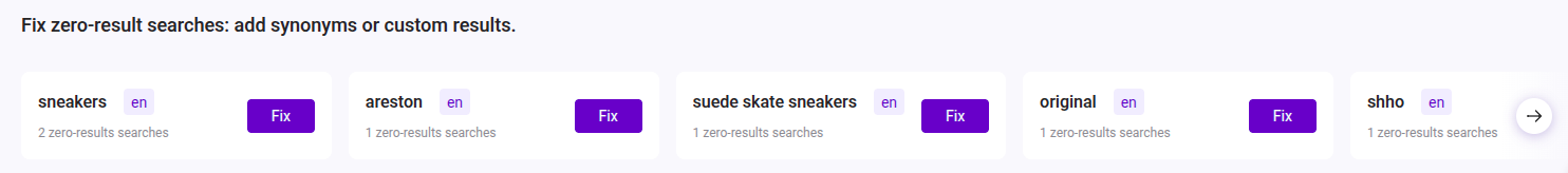 Fix zero-results searches, add synonyms or custom results