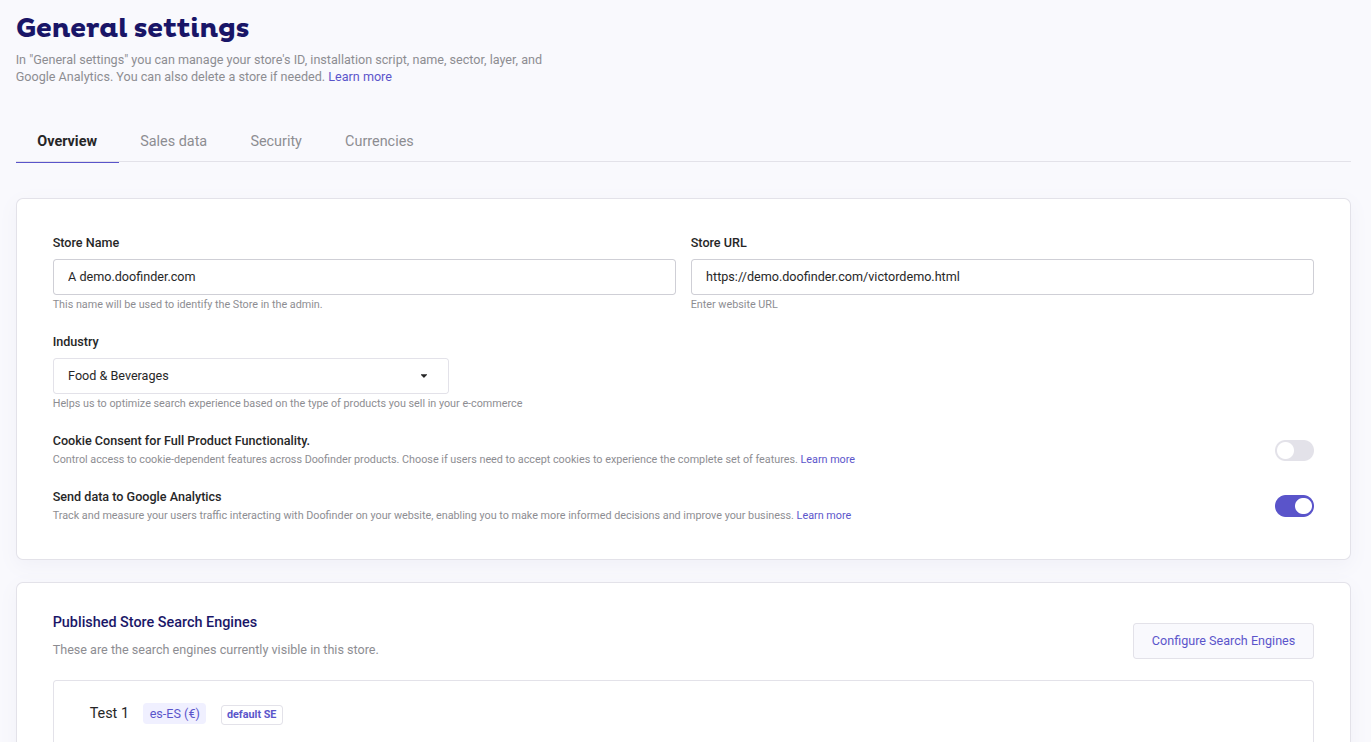 General Settings whole panel overview