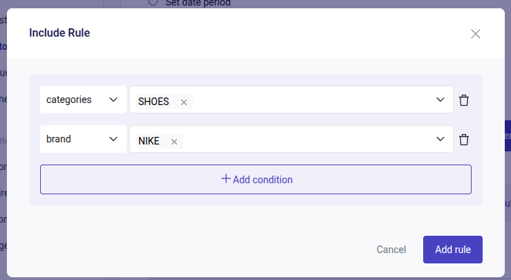 add rules with conditions