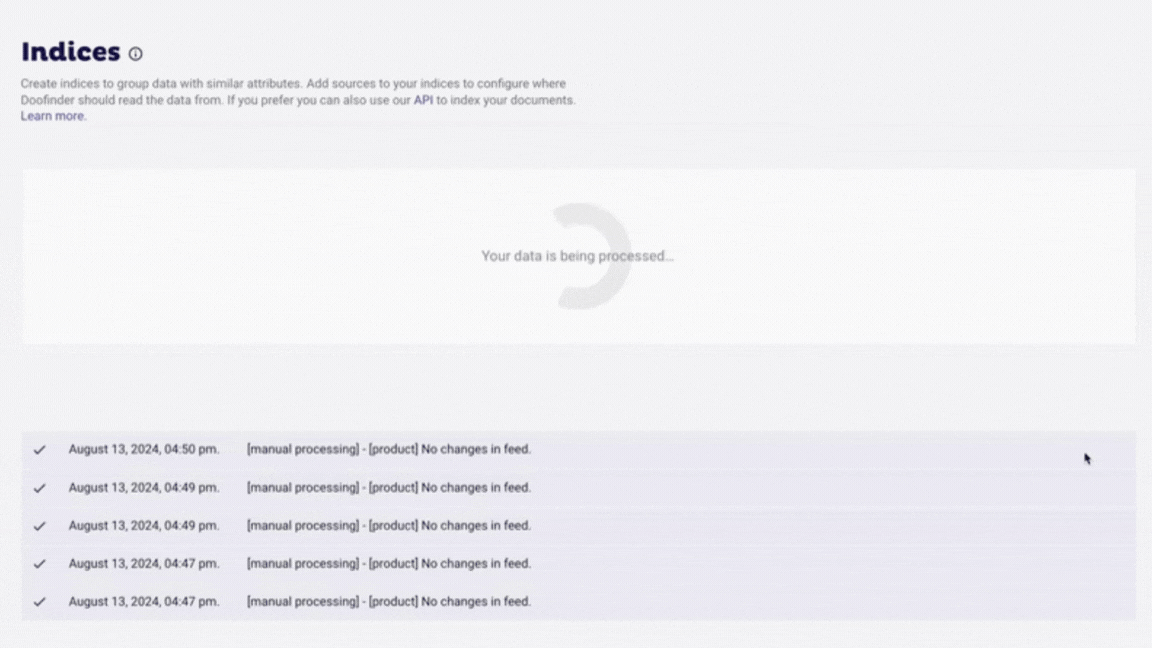 Check Indexation Process in your Doofinder Admin Panel