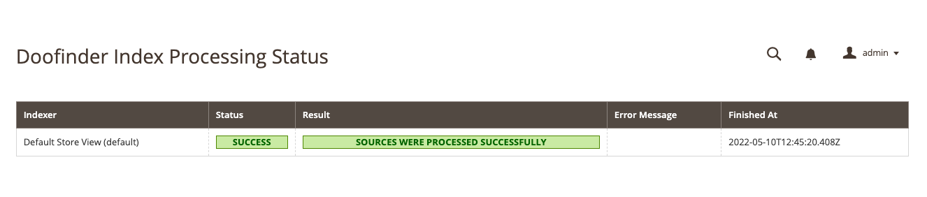 Magento indexing status