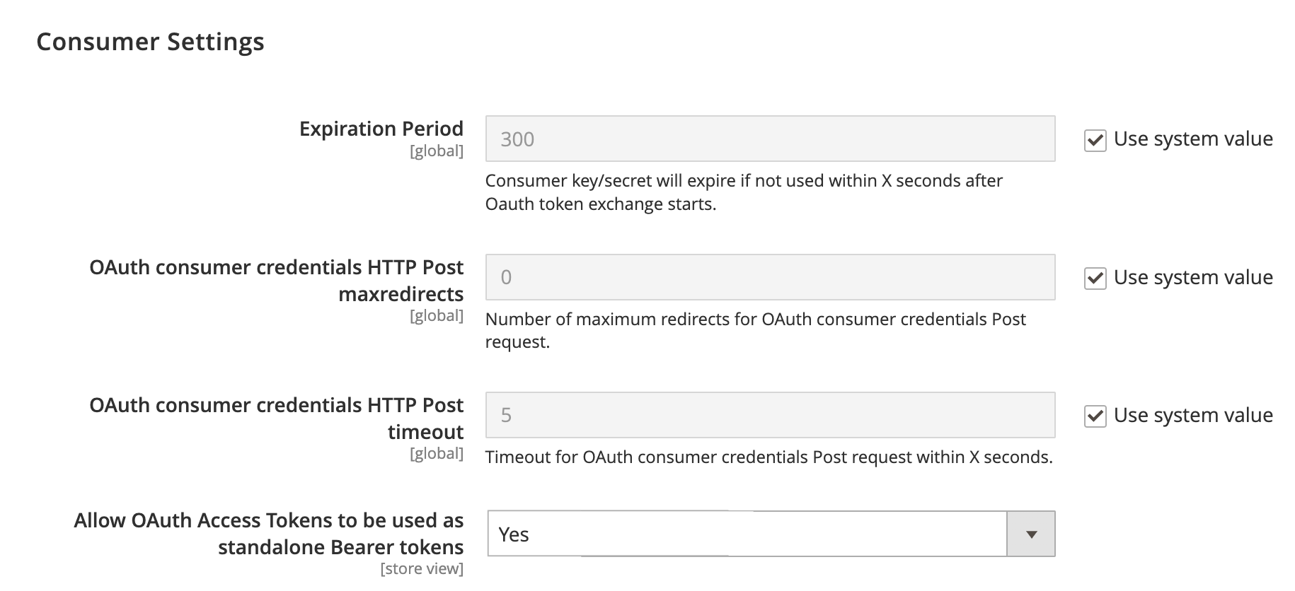 Allow OAuth Access Tokens in Magento