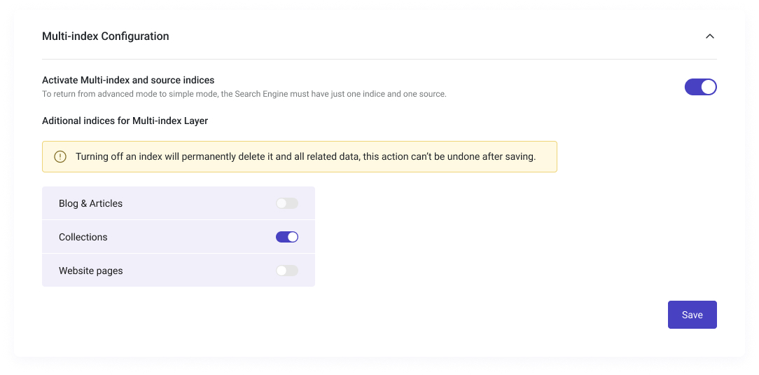 Click on the dropdown to activate multi-index and select the indices you want to add as a tab in your layer