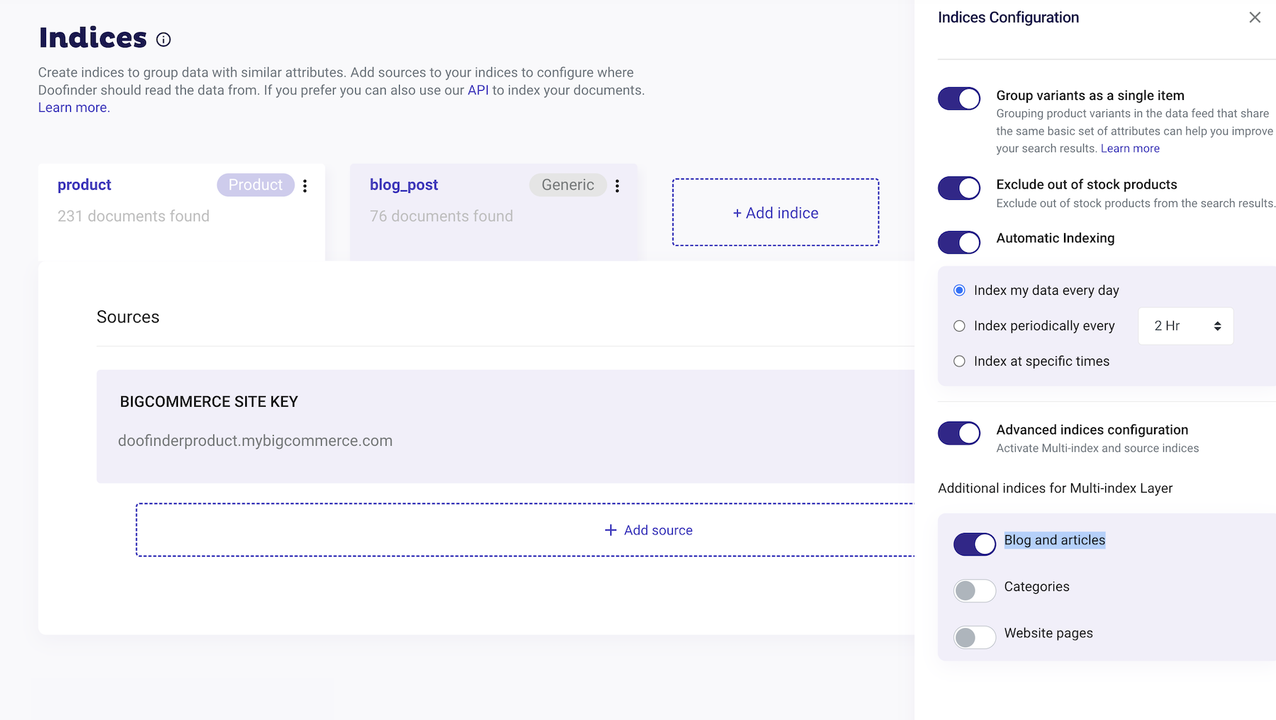 select the type of index data