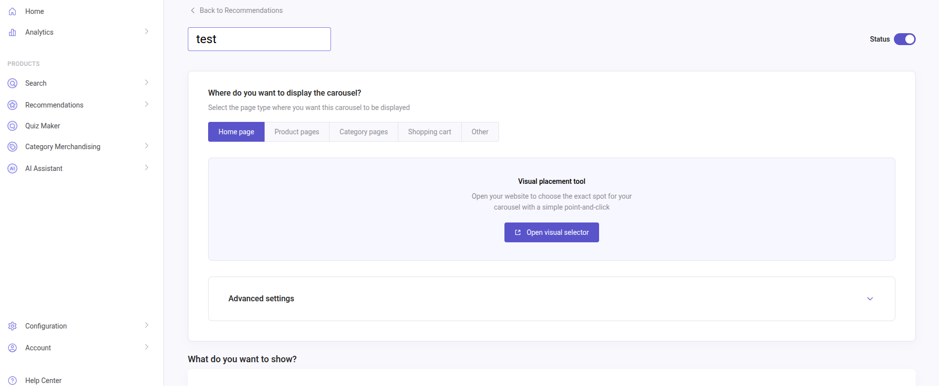 css selector for recommendations carousel