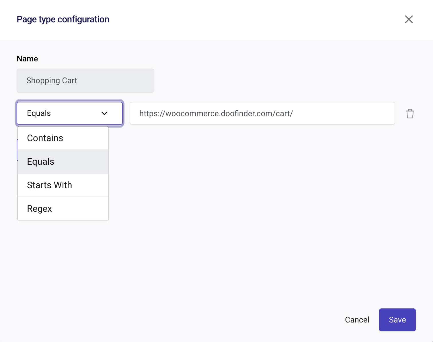 page type name and conditions