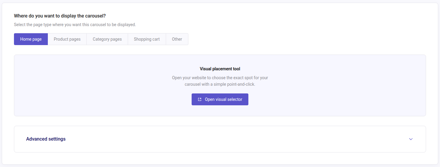panel recommendations carousels
