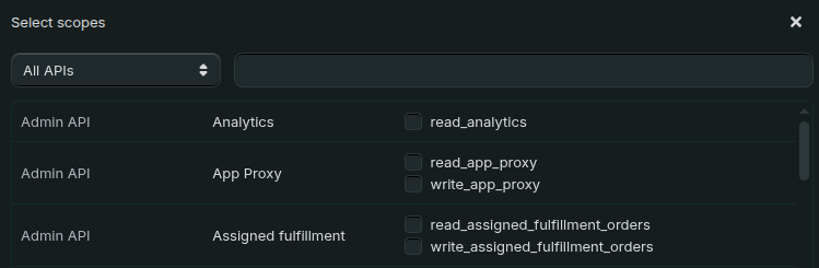 scopes shopify