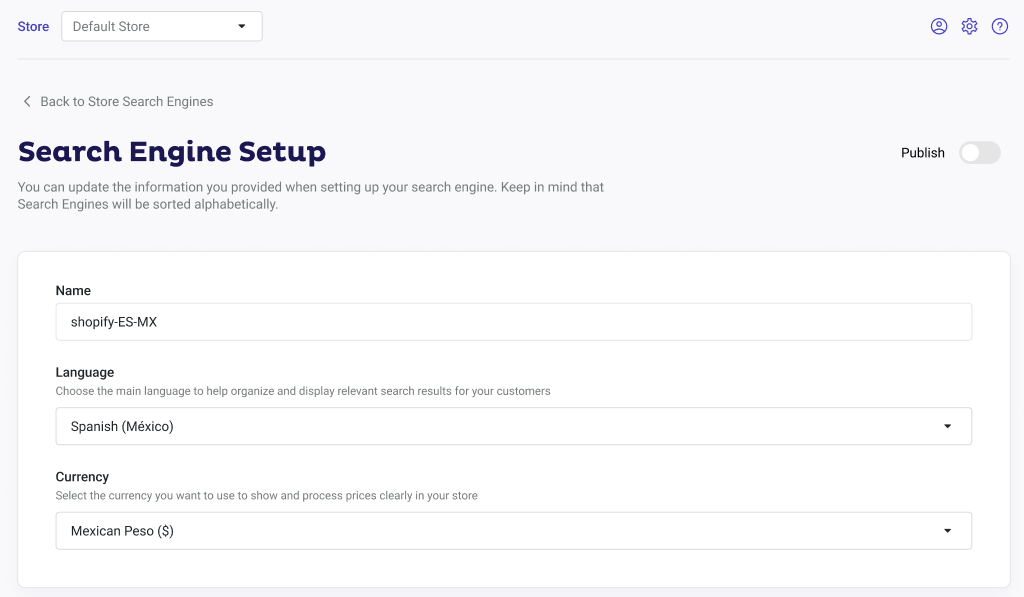 Search Engine Setup Multicurrency configuration