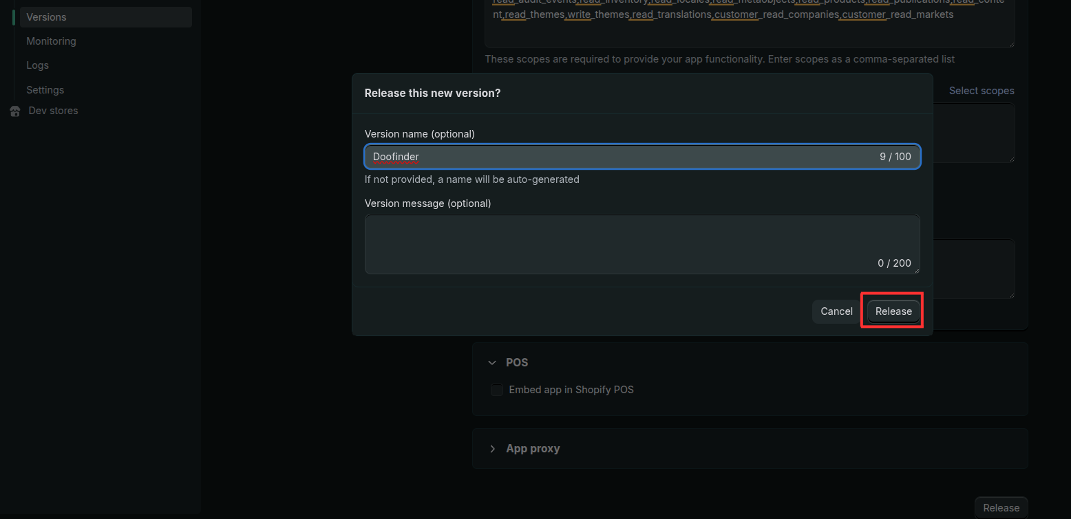 Create store first step, URL, platform and industry