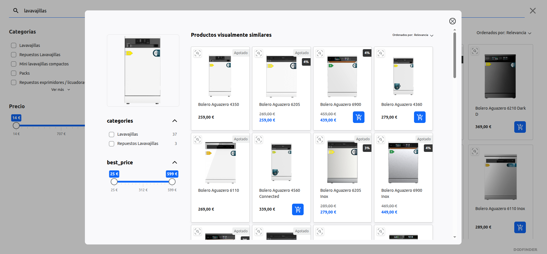 Complements panel, activate search more like this