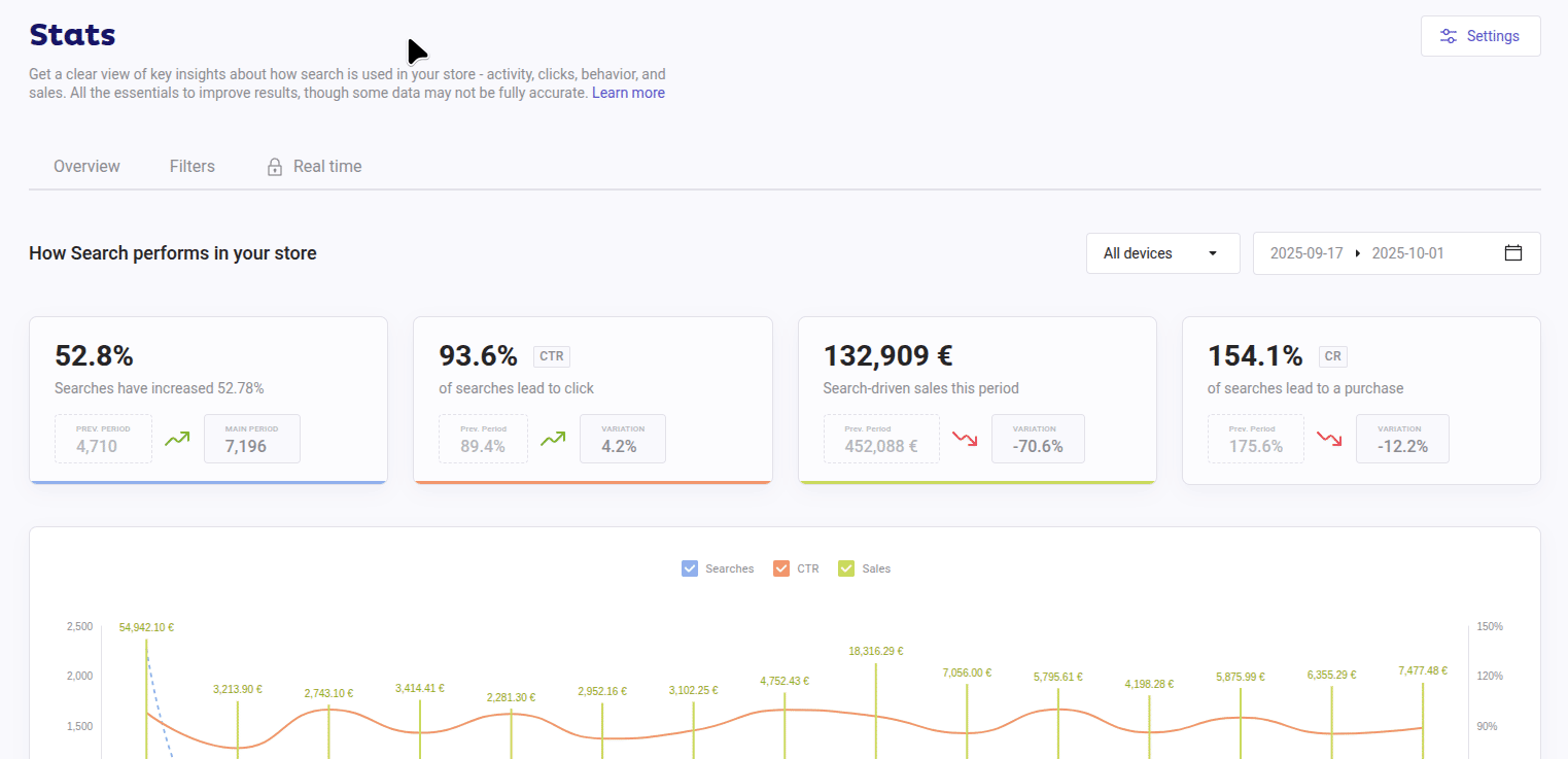 Open Settings to see Download Logs and Filter IPs example