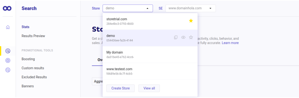 Create Store from the Store dropdown menu