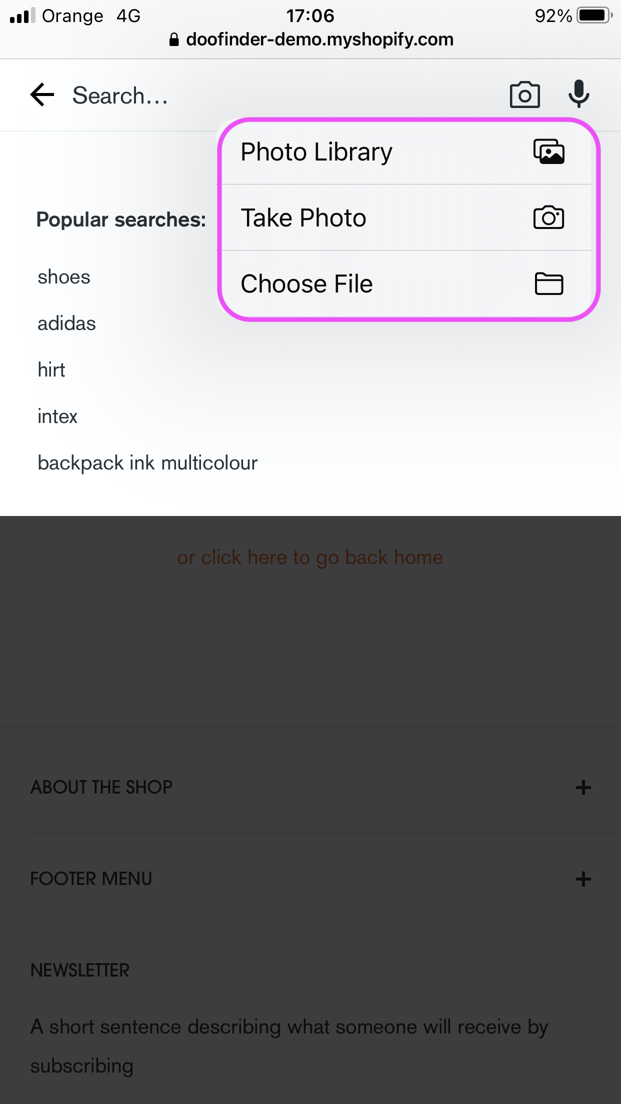 click on the camera icon