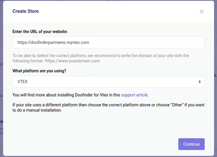 Enter your store URL