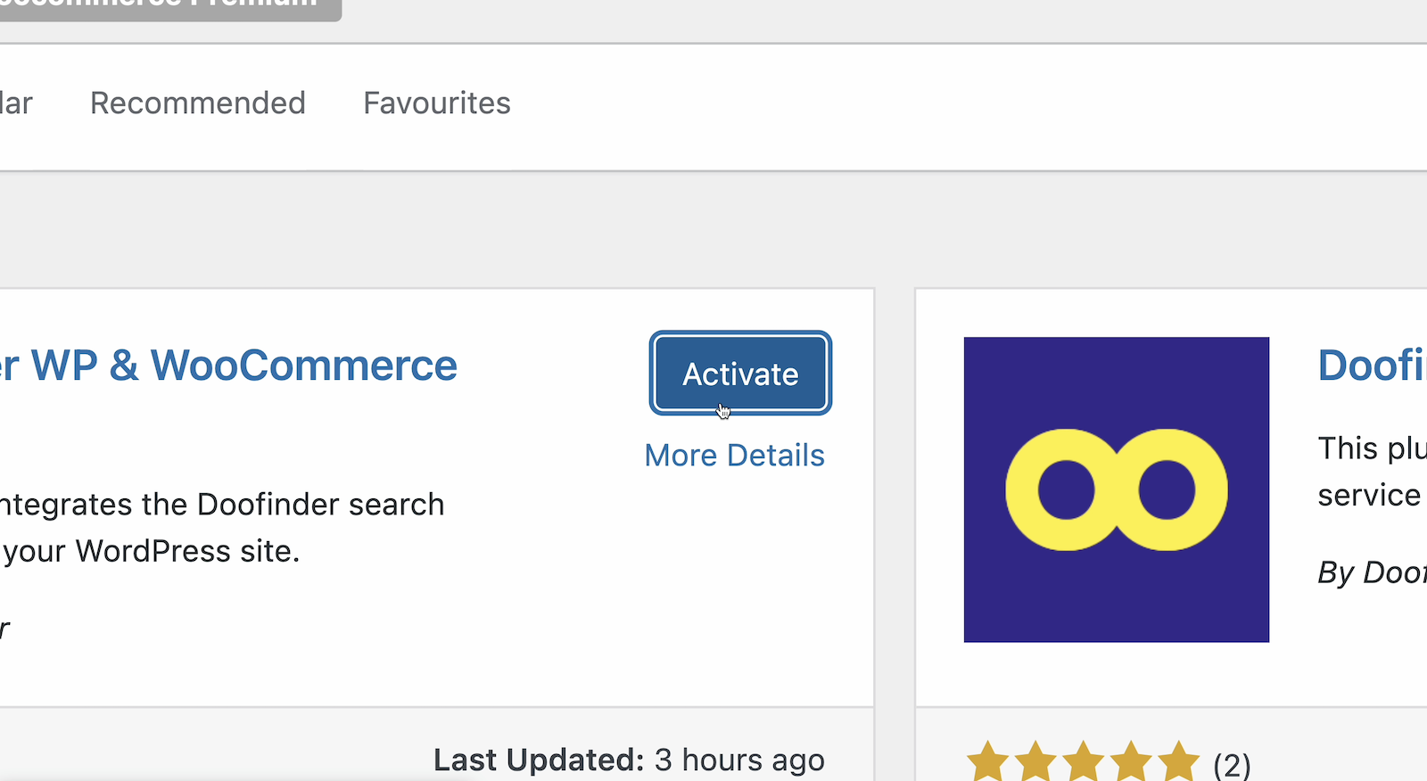 Doofinder WP & WooCommerce Search activate